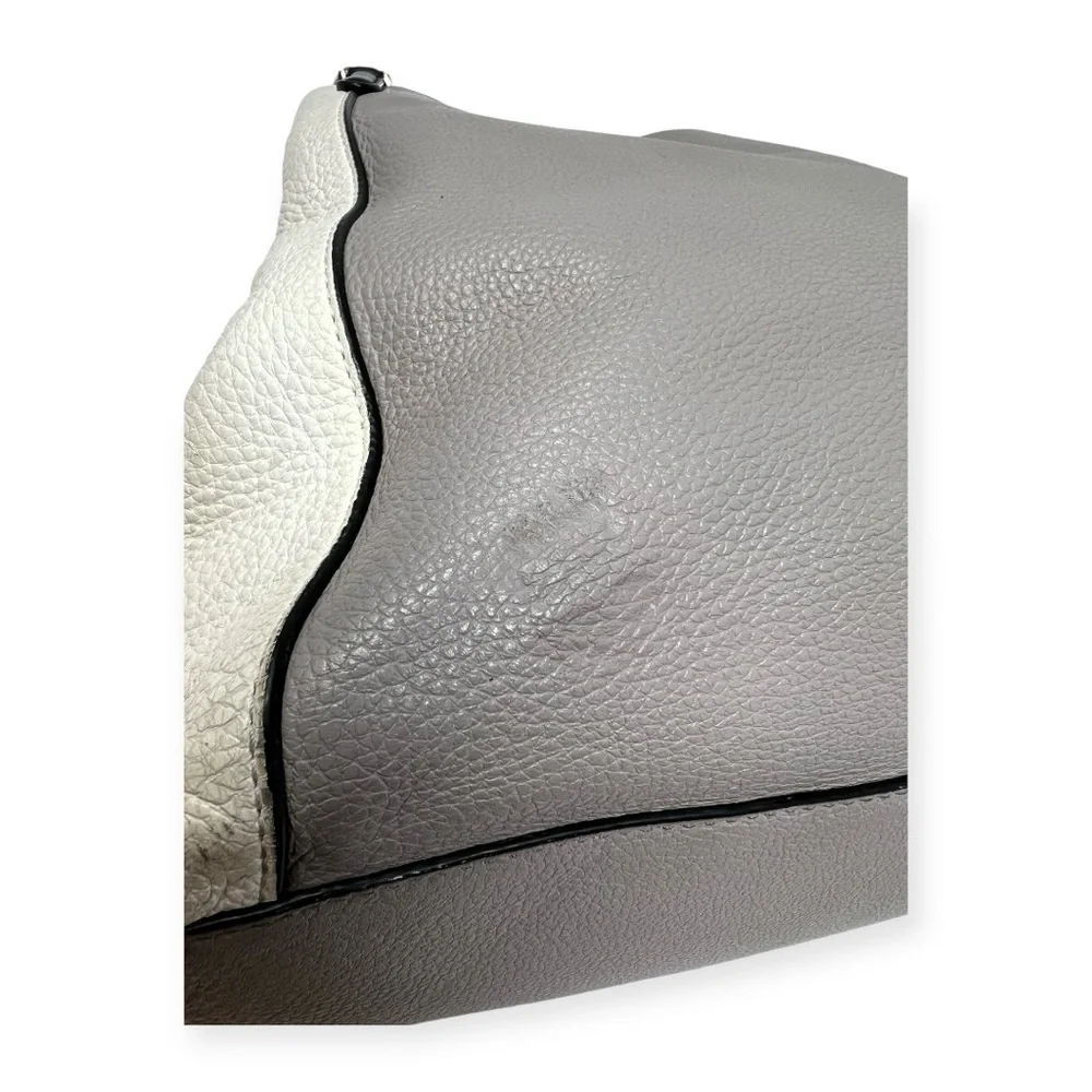 Kate Spade Off White, Black & Grey, Pebbled Leather Satchel Double Handle